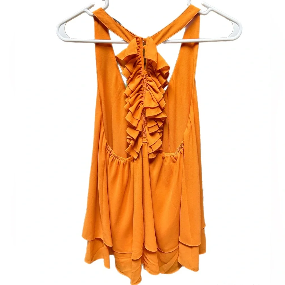 Orange Racerback Ruffleback Blouse - Picture 3 of 5